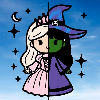 split princess and witch
