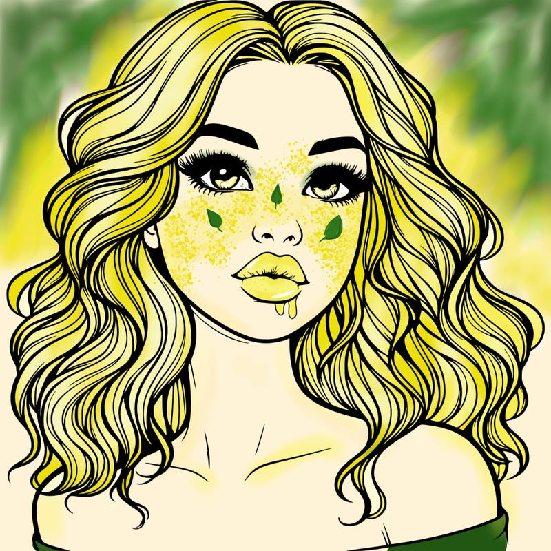 realistic girl with wavy hair and lips