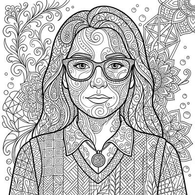 Dive into a world of intricate patterns with this unique Zentangle self-portrait coloring page. Perfect for adults and teens, it offers a meditative journey to express your creativity and unwind.