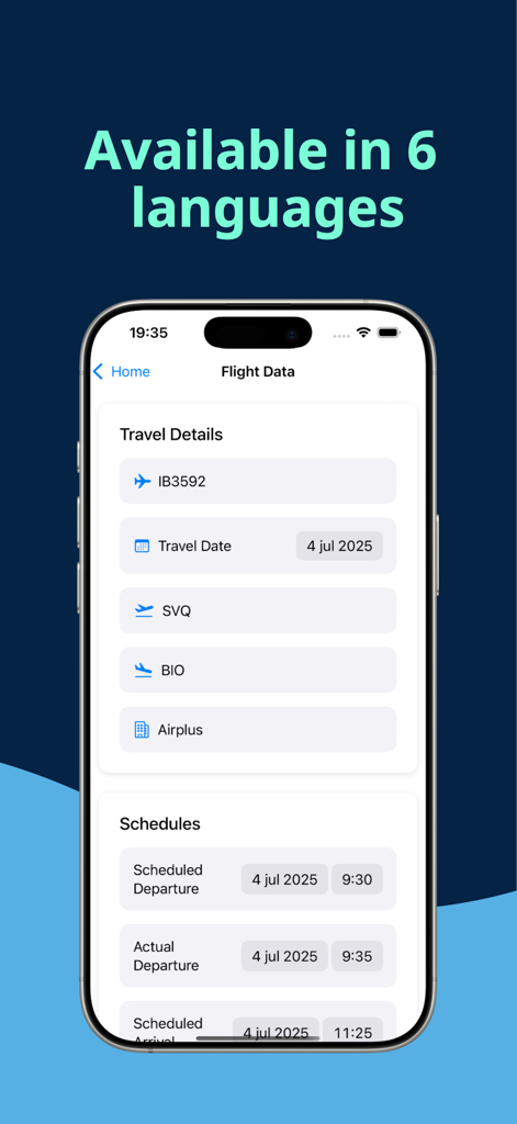 Flight & Train Claim - iPhone screen displaying flight travel details and schedules for a compensation claim