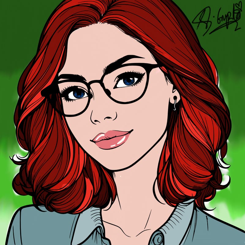 realistic woman with glasses
