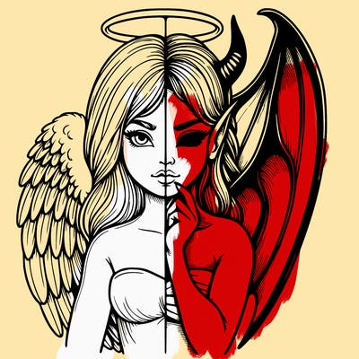 realistic angel half demon