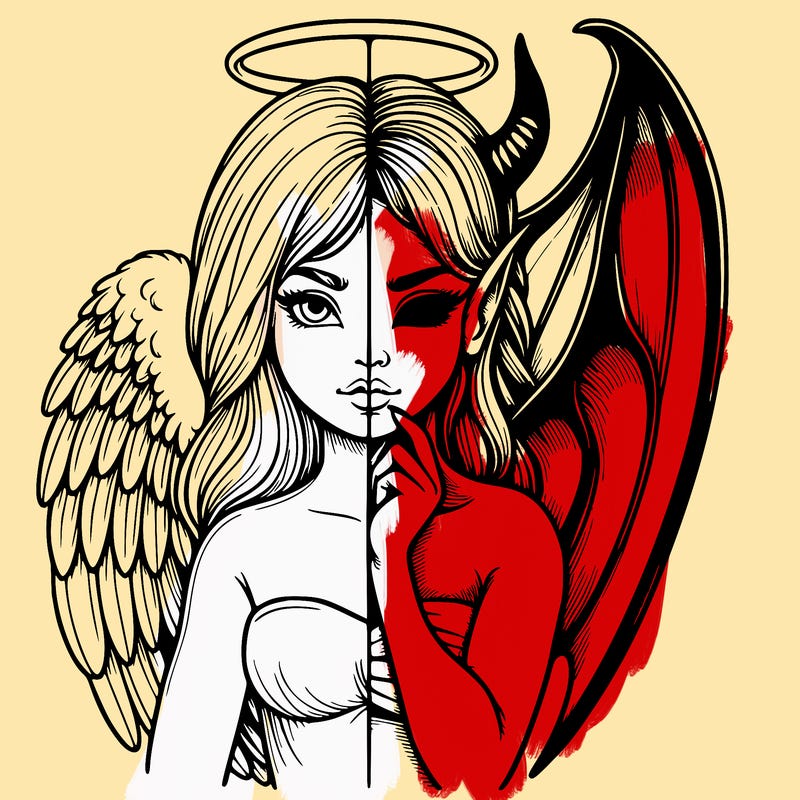 realistic angel half demon