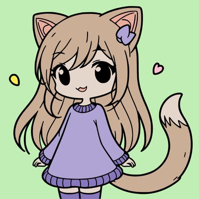 girl with cat ears and tail