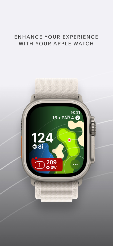 TAG Heuer Golf - GPS & 3D Maps - TAG Heuer Golf app on Apple Watch Ultra showing GPS map and yardage