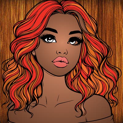 realistic girl with wavy hair and lips