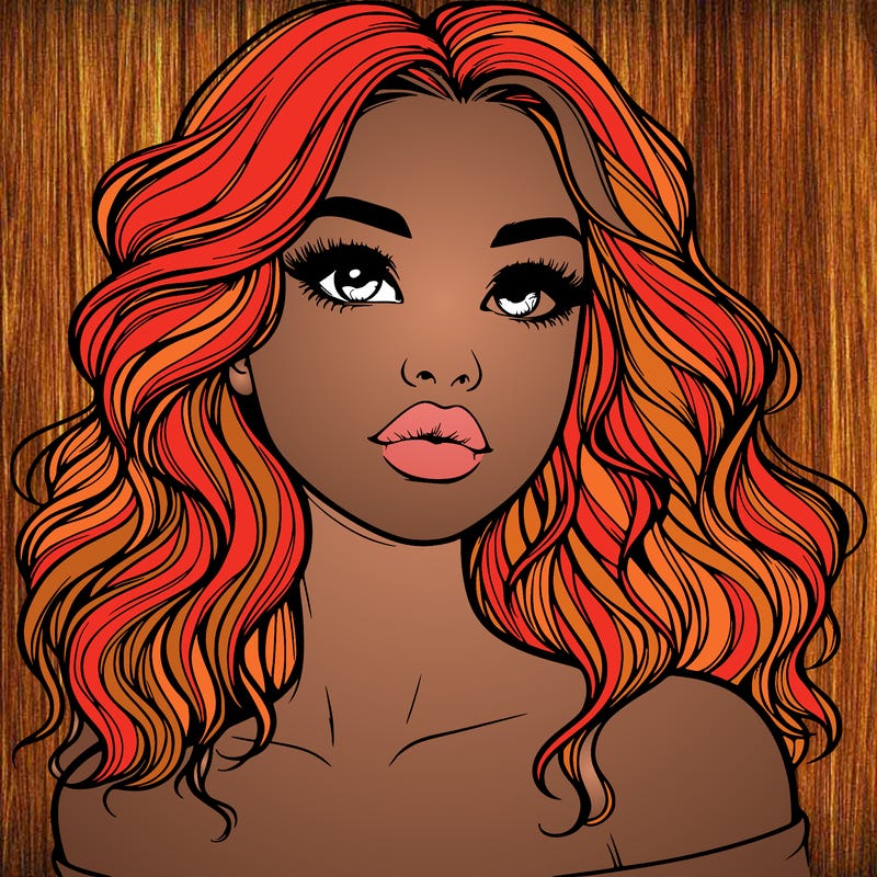 realistic girl with wavy hair and lips