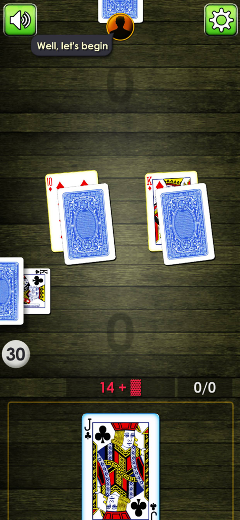 BURA: Classic Card Game - Pantalla de juego móvil del juego de cartas clásico BURA con cartas sobre una mesa de madera.