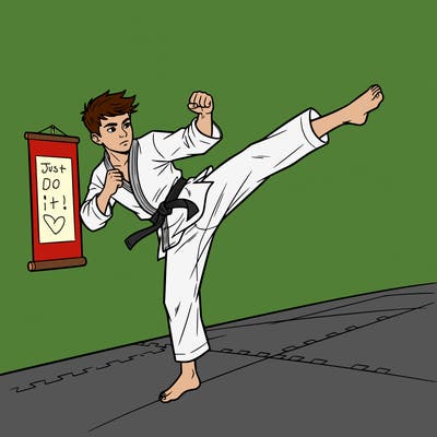 teen boy doing martial arts