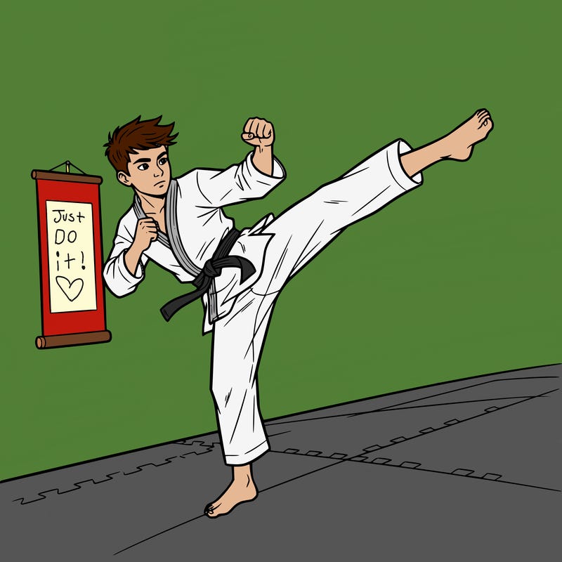 teen boy doing martial arts