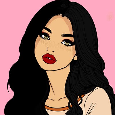 realistic girl with hair on her hair and lips