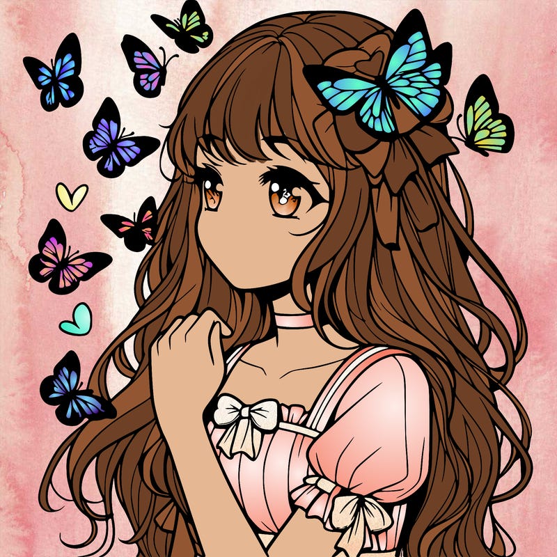 girl with butterflies realistic