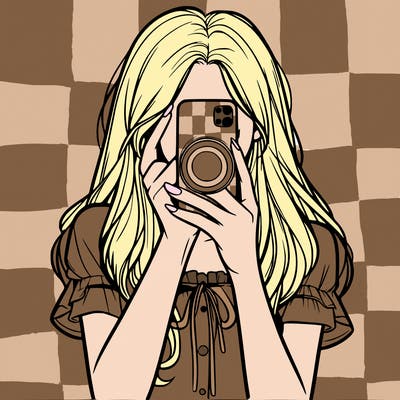 a realistic girl holding her phone taking pictures