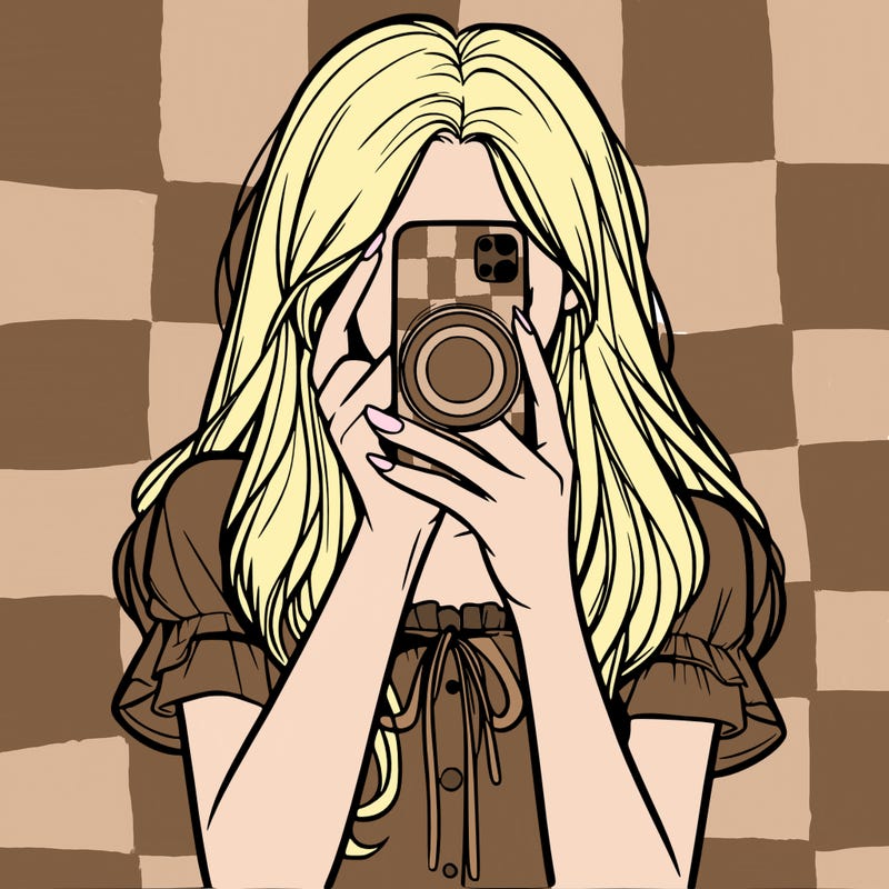 a realistic girl holding her phone taking pictures