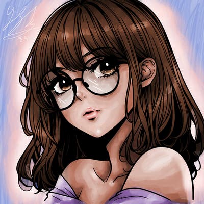 manga woman character with glasses and nice lips