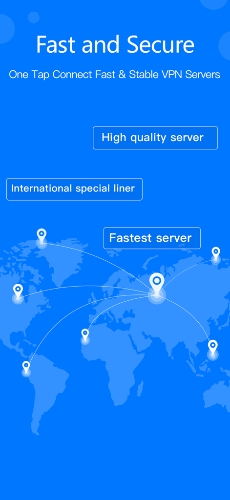iSharkVPN - Secure & Fast VPN - iSharkVPN interface showing a world map with global server locations for fast and secure connection