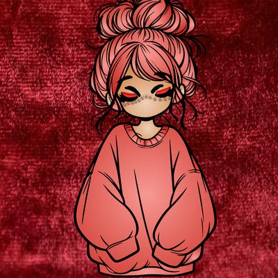 girl with baggy sweatshirt and messy bun