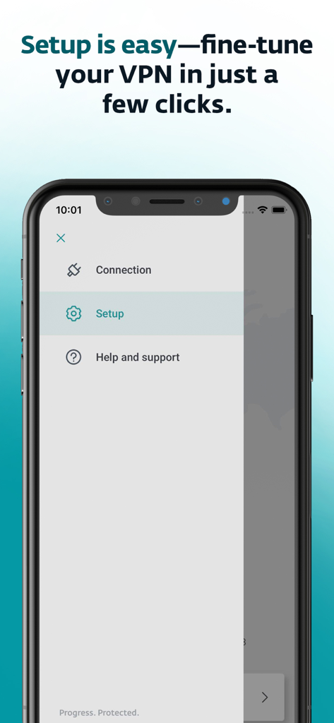 ESET VPN mobile app setup menu interface