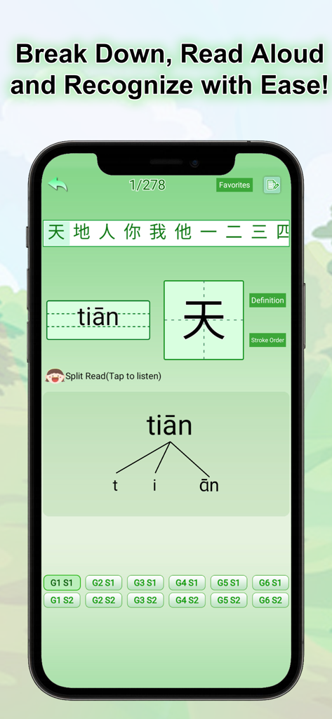 Pinyin Academy-Fun with Pinyin - Mandarin character and pinyin pronunciation breakdown in Pinyin Academy app.