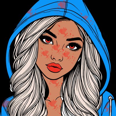 realistic beautiful girl with a hood on