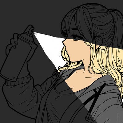 a realistic girl spray, painting