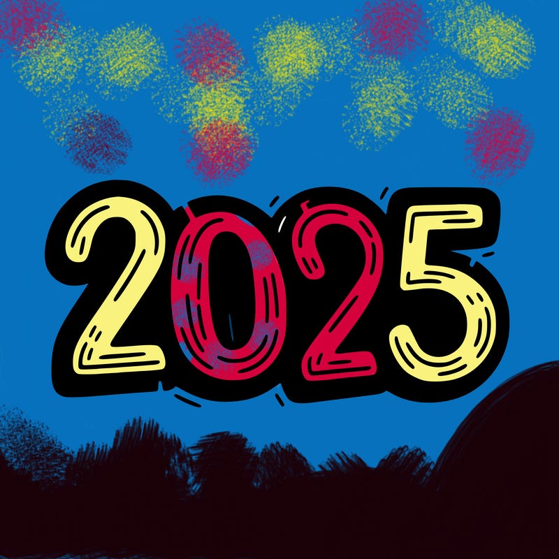 one line scrawled numbers sketch design “2025”