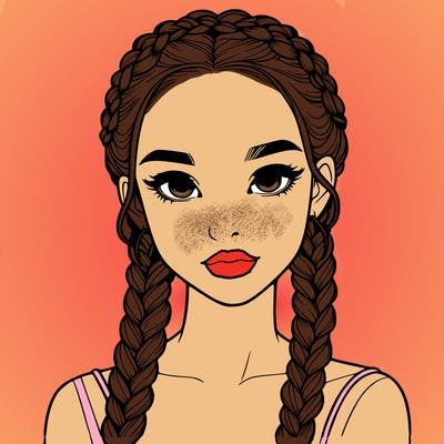 realistic girl with braids