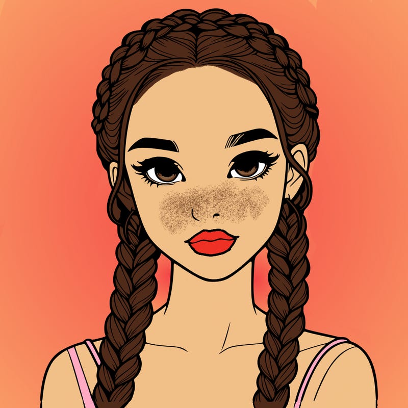 realistic girl with braids