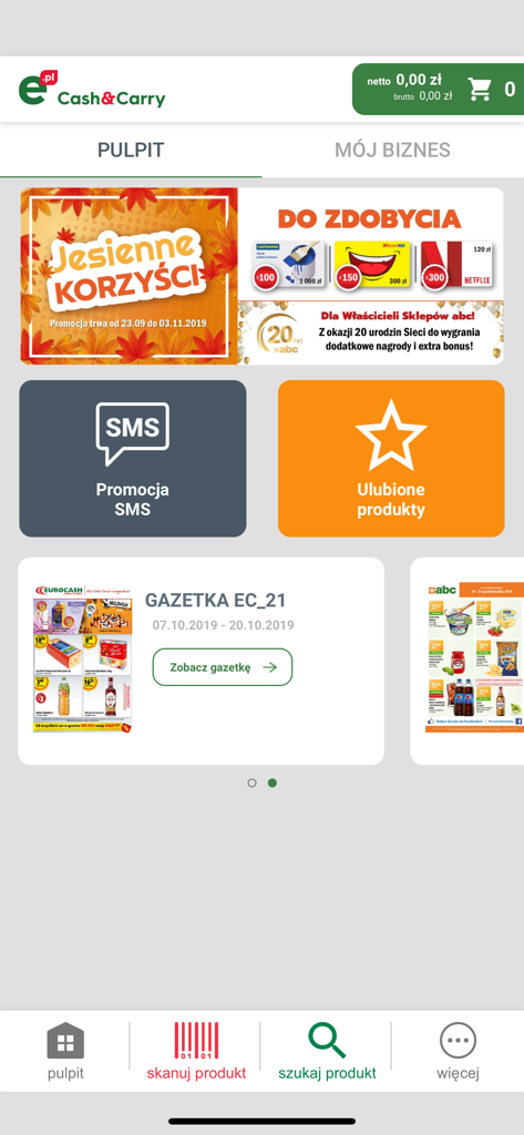 Eurocash Cash&Carry - Eurocash Cash and Carry App-Dashboard mit Sonderangeboten und Geschäftsverknüpfungen