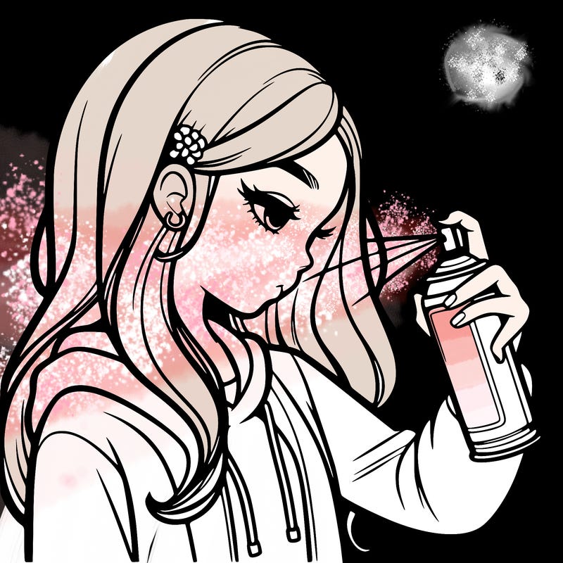 a realistic girl spray painting