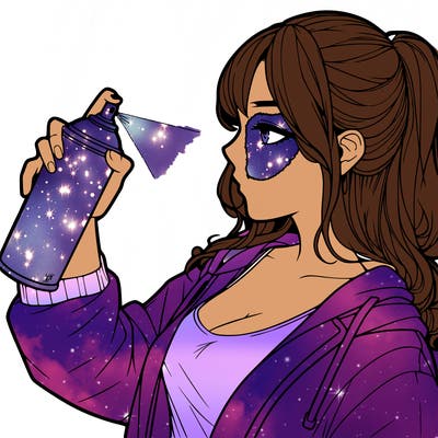 a realistic girl spray, painting