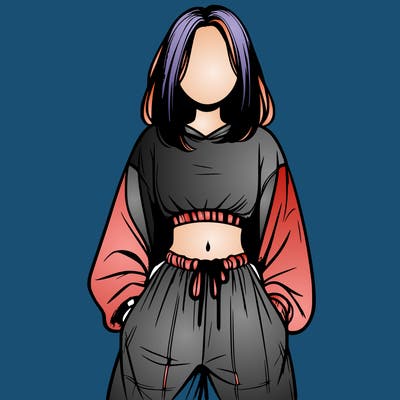 realistic girl faceless with baggy pants and a crop top