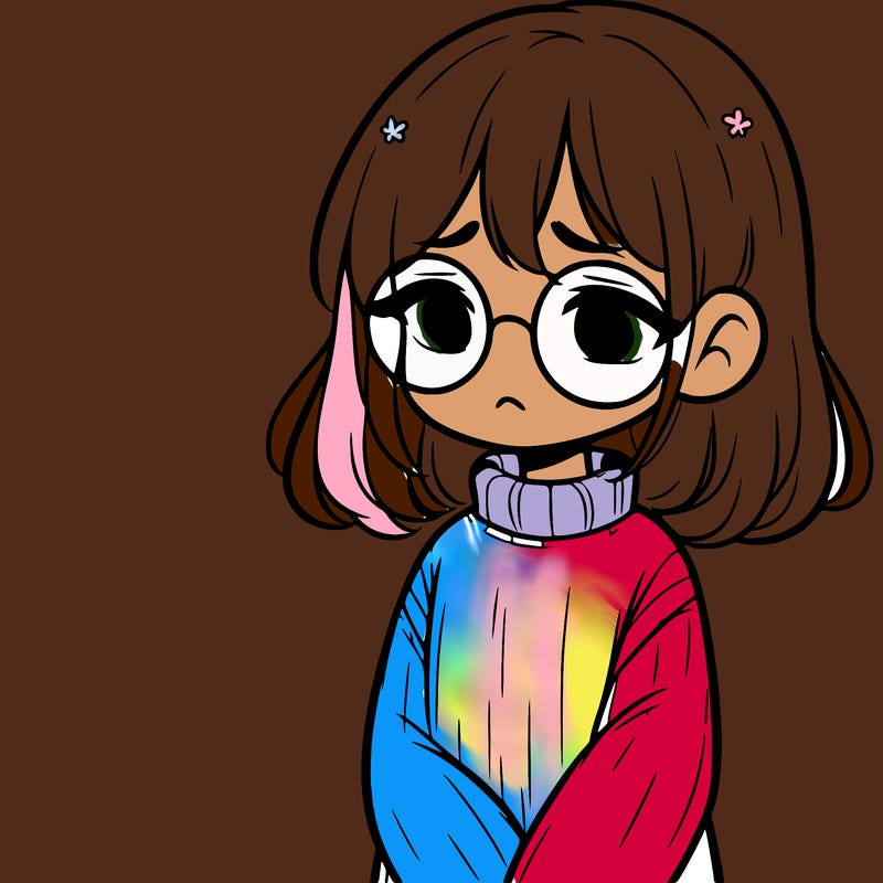 sad girl with glasses in a sweater