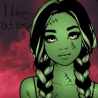 realistic girl with braids