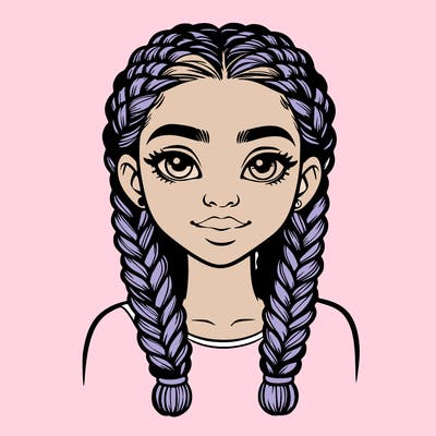 realistic girl with braids