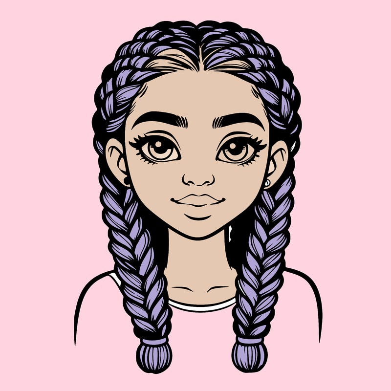 realistic girl with braids