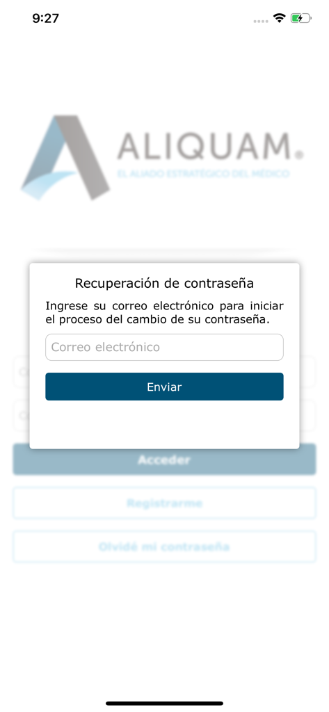 Aliquam medical billing app password recovery interface