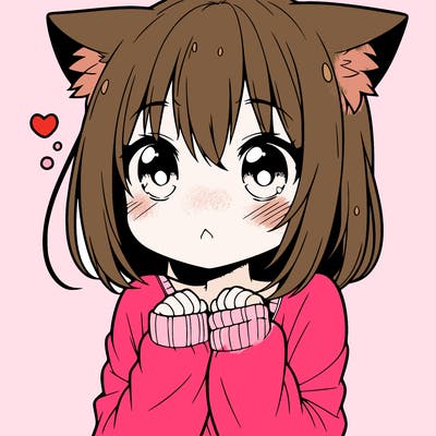 shy anime catgirl