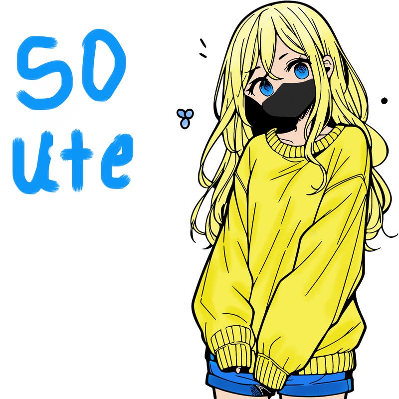 manga teen girl  in a sweater and baggy pants