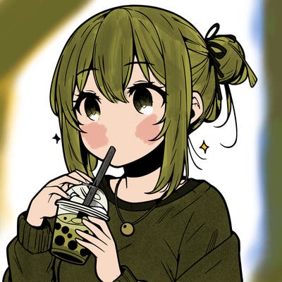 manga character drinking boba