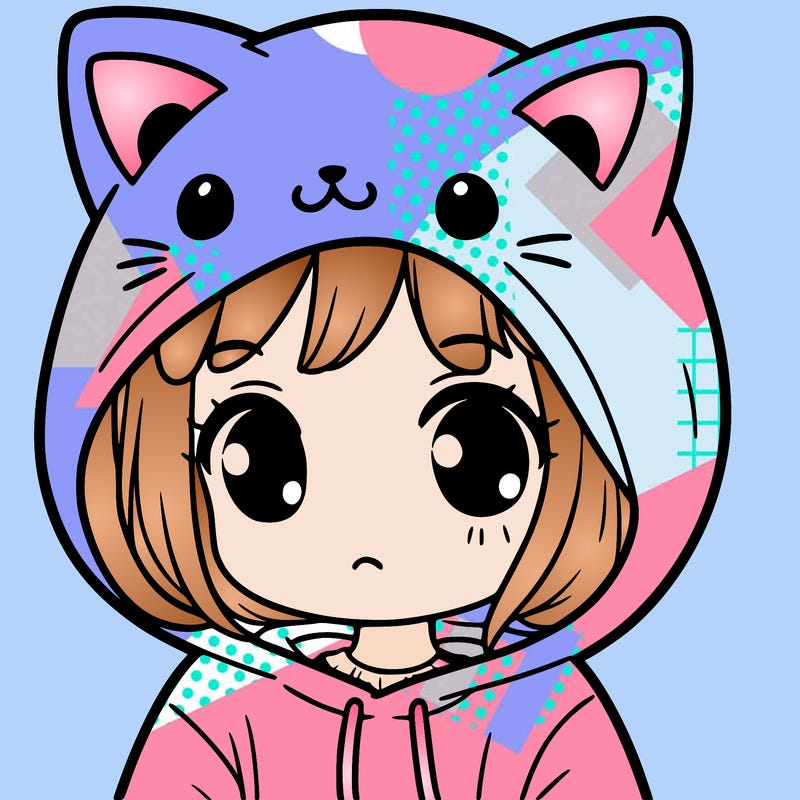 girl wearing a cat hoodie