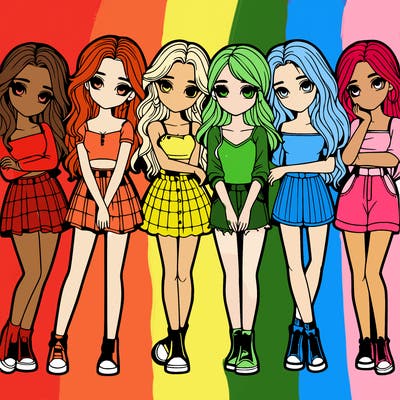 a group of girls realistic