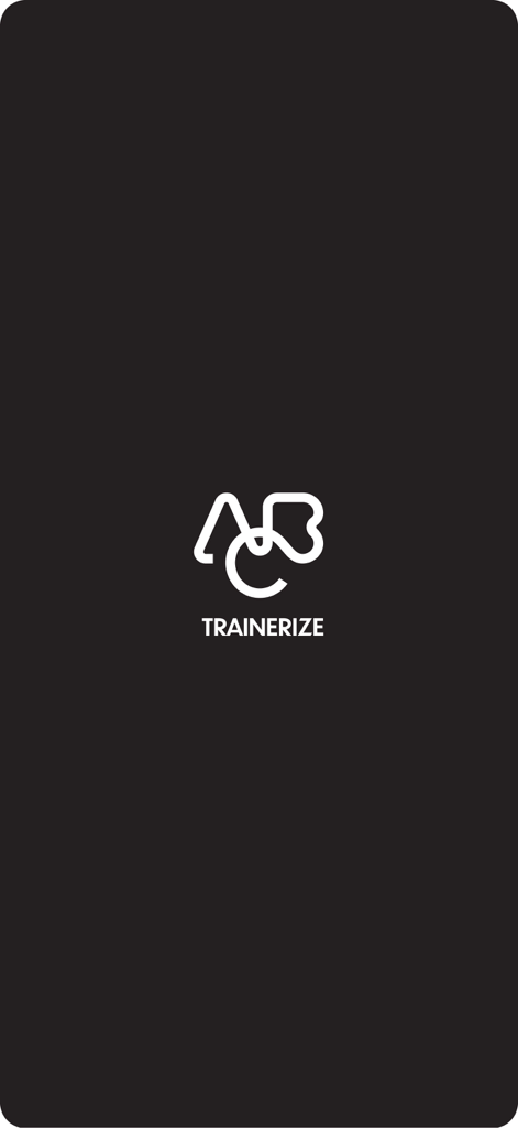 Fitness App (ABC Trainerize) - Weißes ABC Trainerize Logo auf schwarzem Hintergrund