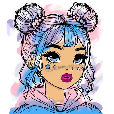realistic girl with space buns