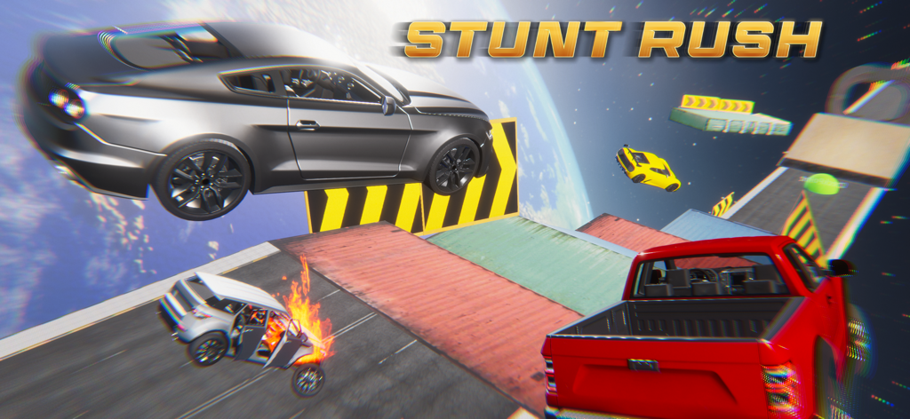Online Drift Arena - Cars jumping over shipping container ramps in the Stunt Rush mode of Online Drift Arena
