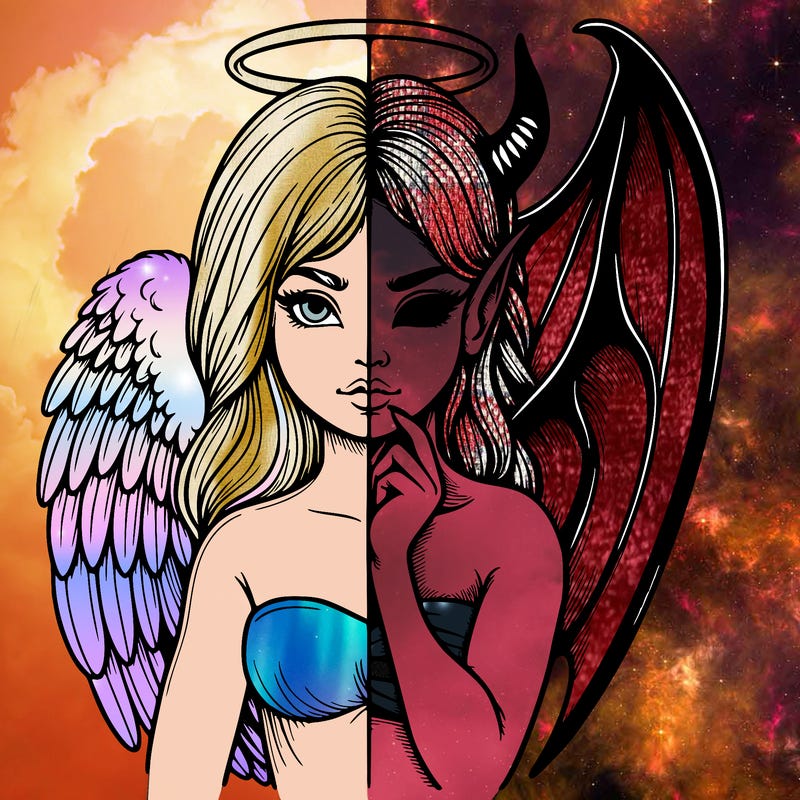 realistic angel half demon