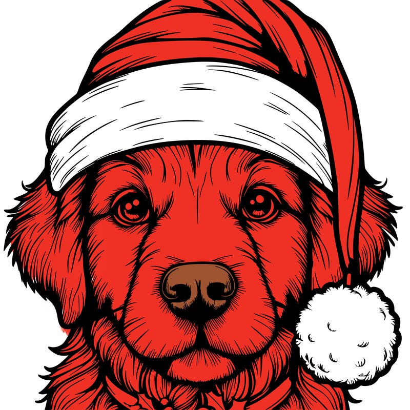 realistic dog with a christmas hat