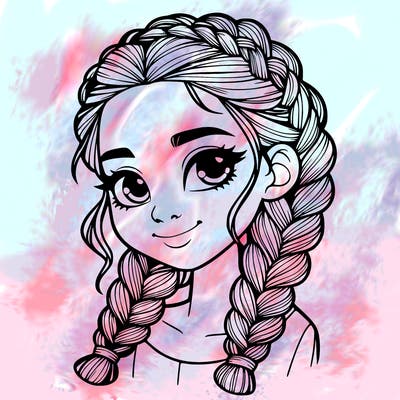 girl with braids realistic