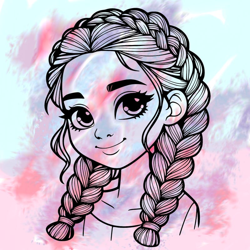 girl with braids realistic