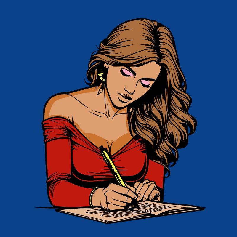 realistic female writing poetry